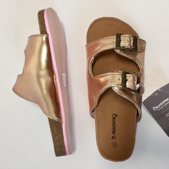 NEW BEARPAW Big Girls Faux Leather slip on Slide Sandals - Picture 9 of 12